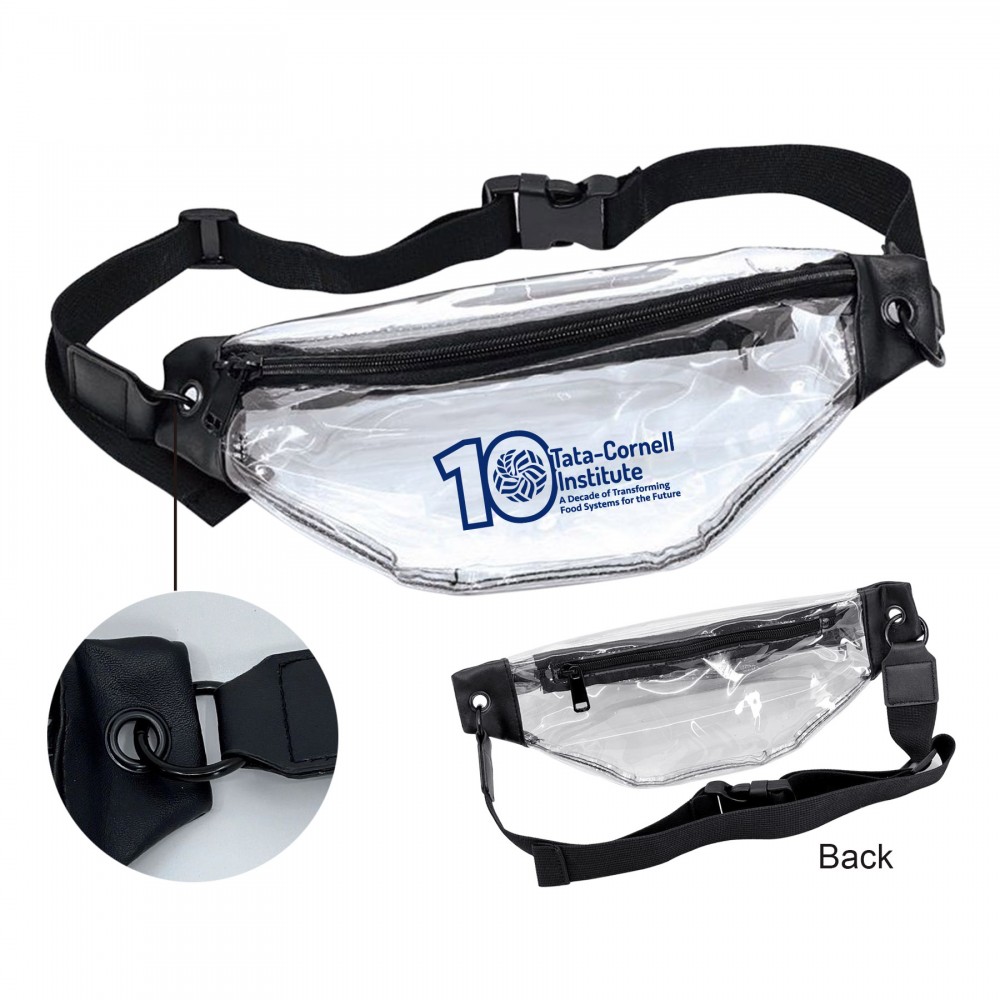 Leatherette Soft Clear Zippered Fanny Pack Bag with Logo