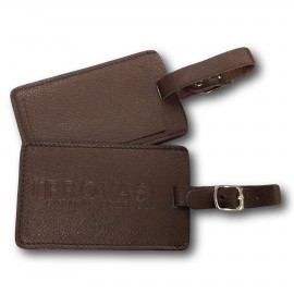 Genuine Leather "Rectangular" Luggage Tag w/ Concealed ID Window (Debossed/1 Side) Custom Printed