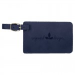 Luggage Tag, Blue Faux Leather, 4 1/4" x 2 3/4" with Logo