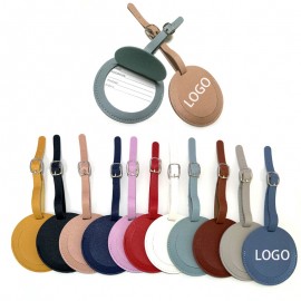 Logo Branded Round PU Leather Luggage Tag  Logo Branded Round PU Leather Luggage Tag