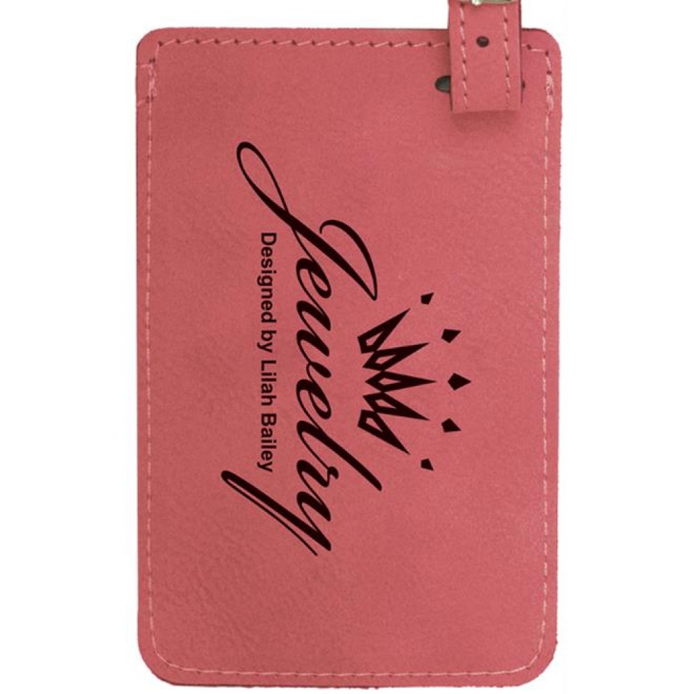Luggage ID Tag - Pink, Leatherette with Logo