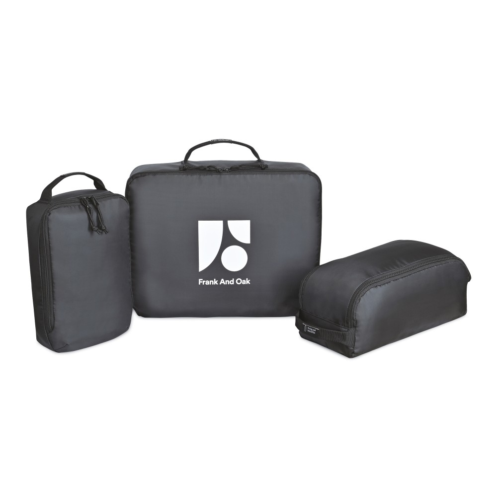 Renew rPET 3 Piece Packing Cube Set - Black with Logo