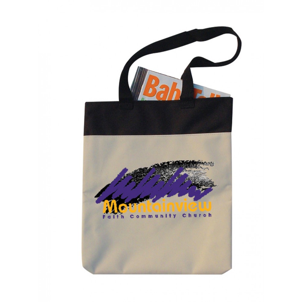 Logo Branded Two Tone Polyester Meeting Tote ( Four Colors Available )
