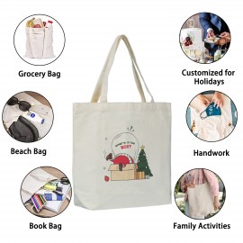 Logo Branded Large Canvas Tote Bag with Zipper