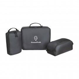 Renew rPET 3 Piece Packing Cube Set - Black with Logo  Renew rPET 3 Piece Packing Cube Set - Black with Logo