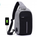 Anti-theft Oxford Cloth Chest Bag/ USB Charging Port Custom Imprinted