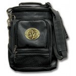 Logo Branded Leatherette Portable Cooler W/ Logoed Medallion (Die Struck)