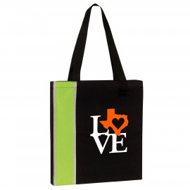 Two Tone Stripe Tote with Logo  Two Tone Stripe Tote with Logo