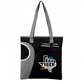 Two Tone Zipper Top Bottle Tote with Logo