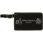 Logo Branded Black/Silver Laserable Leatherette Luggage Tag