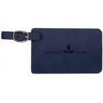 Logo Branded Luggage Tag, Laserable Blue Leatherette 4-1/4" x 2-3/4"