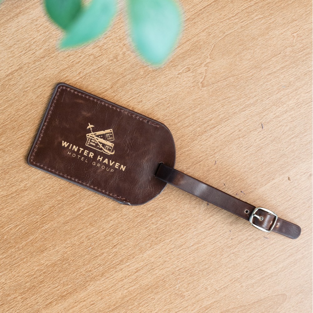 Luggage Tag - Brown with Logo