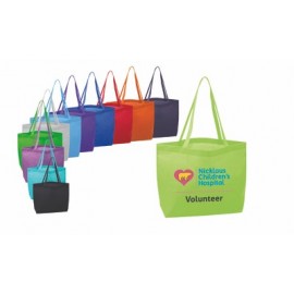 Logo Branded Large Heat Sealed Non Woven Tote with "X" Stitching on handles  Logo Branded Large Heat Sealed Non Woven Tote with "X" Stitching on handles