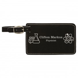 Personalized Black/Silver Leatherette Luggage Tag  Personalized Black/Silver Leatherette Luggage Tag