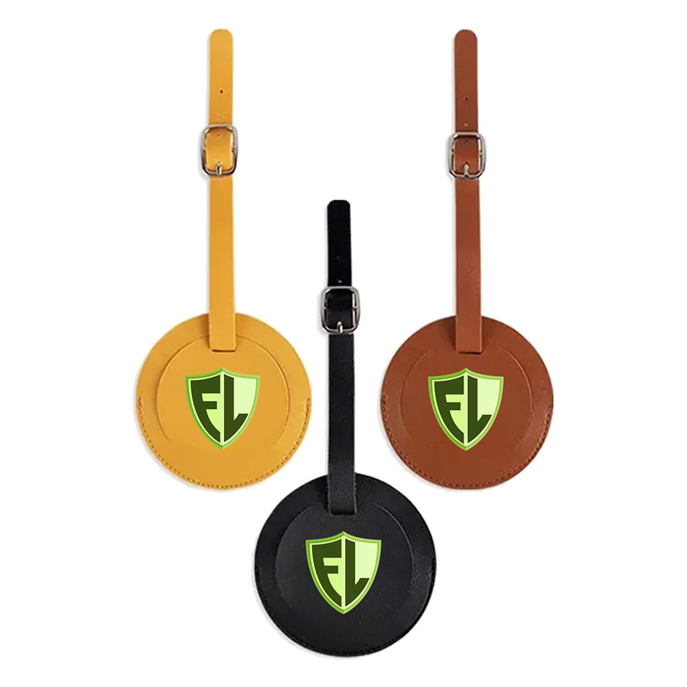 Round Shape PU Vegan Leather Luggage Tags with Logo Round Shape PU Vegan Leather Luggage Tags with Logo