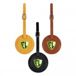 Round Shape PU Vegan Leather Luggage Tags with Logo
