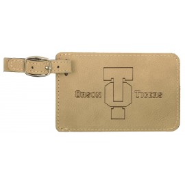 Luggage Tag, Laserable Light Brown Leatherette 4-1/4" x 2-3/4" with Logo