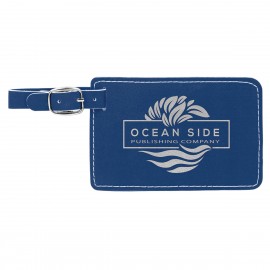 Customized Blue/Silver Leatherette Luggage Tag  Customized Blue/Silver Leatherette Luggage Tag