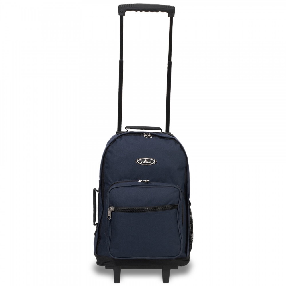 Everest Wheeled Backpack, Small, Navy Blue with Logo
