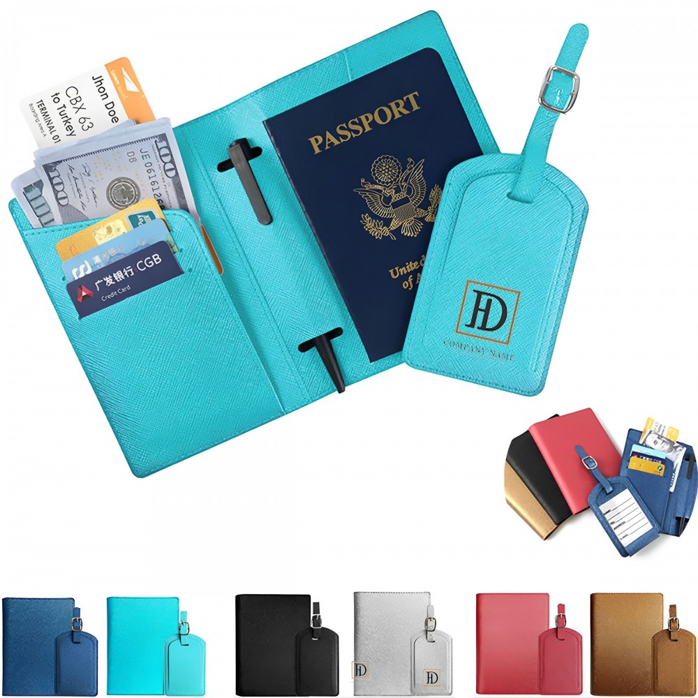 Personalized PU Leather Passport Holder Luggage Tag Package Set