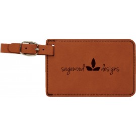 Promotional Luggage Tag, Rawhide Faux Leather, 4 1/4" x 2 3/4"