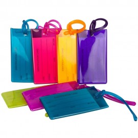Logo Branded Clear PVC Luggage ID Tags with Loop Strap  Logo Branded Clear PVC Luggage ID Tags with Loop Strap
