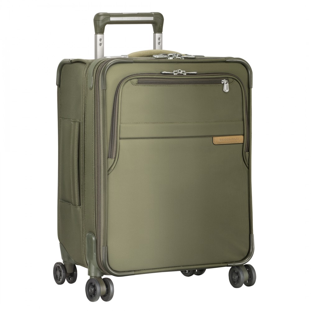 Briggs & Riley Baseline International Carry-On Expandable Wide-Body Spinner Bag (Olive) with Logo