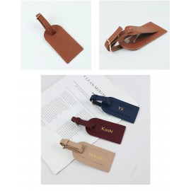 Mini Rectangular Shape PU Leather Luggage Personalizable Travel ID Tag For Travel Business Trip with Logo