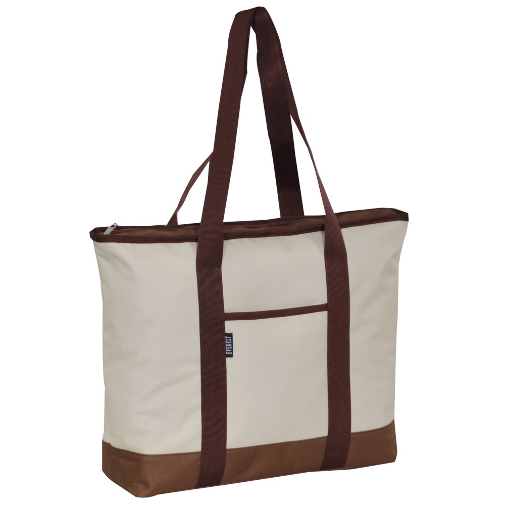 Personalized Everest Shopping Tote, Beige/Brown
