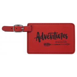 Luggage Tag, Laserable Red Leatherette 4-1/4" x 2-3/4" with Logo  Luggage Tag, Laserable Red Leatherette 4-1/4" x 2-3/4" with Logo