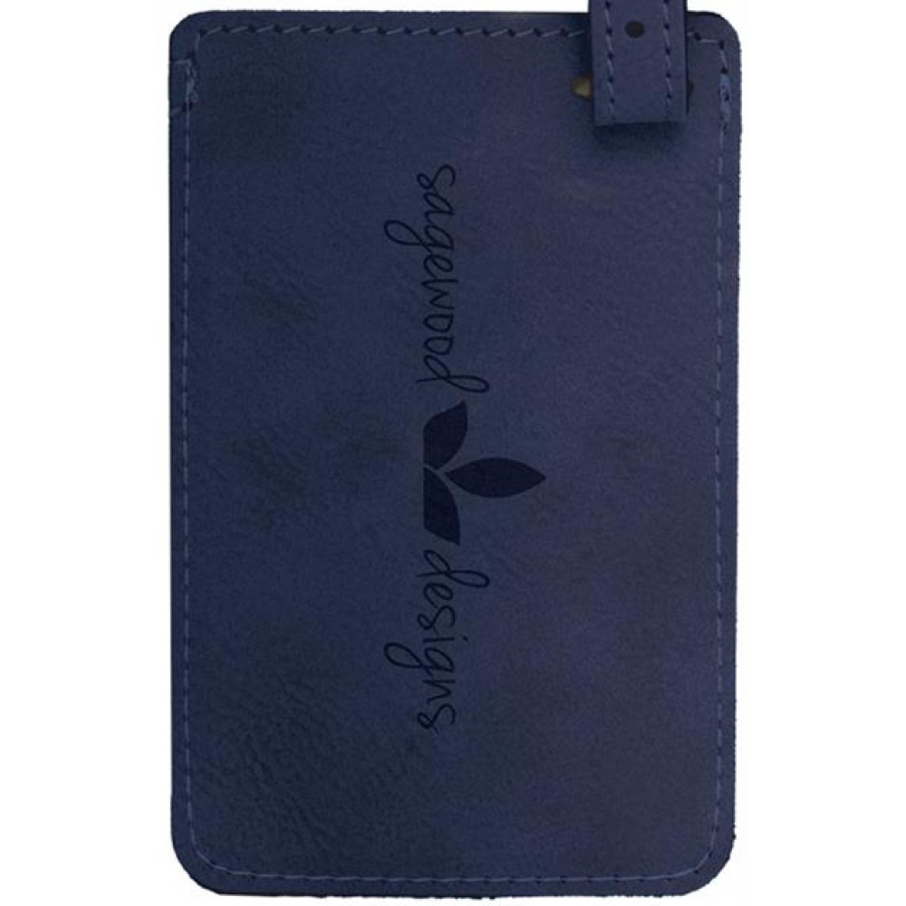 Luggage ID Tag - Blue, Leatherette with Logo