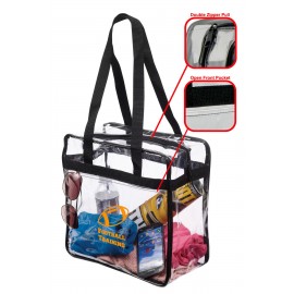 Logo Branded Clear Stadium Zipper Tote