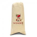 Custom Imprinted 10oz Cotton Canvas Drawstring Wine Tote