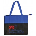 Logo Branded Eco Two Tone Zipper Gusset Tote ( Must See Style 9422, 9432, 9431 )