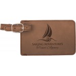 Custom Imprinted Dark Brown Laserable Leatherette Luggage Tag