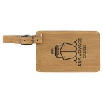 Luggage Tag, Bamboo Faux Leather, 4 1/4" x 2 3/4" with Logo