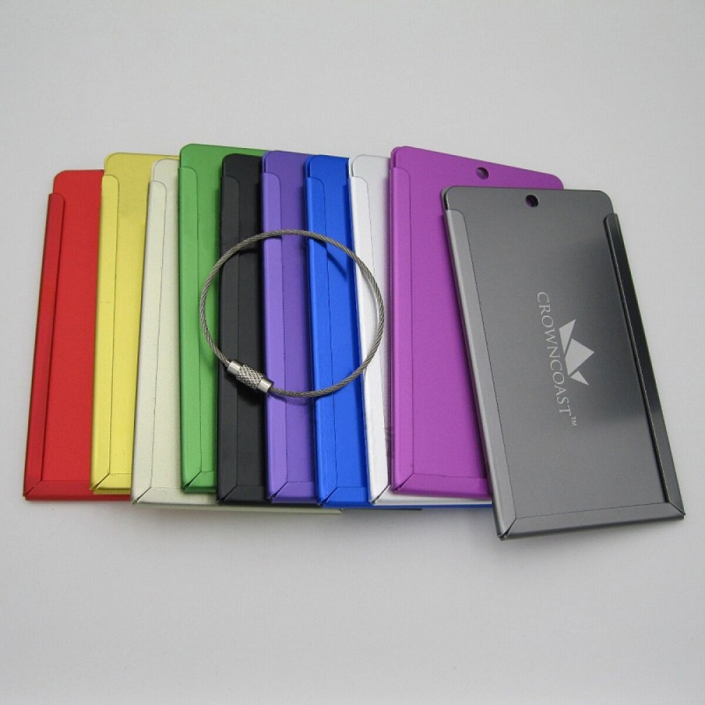 Brushed Aluminum Luggage Tag Double Layer in Multi Colors Custom Imprinted Brushed Aluminum Luggage Tag Double Layer in Multi Colors Custom Imprinted
