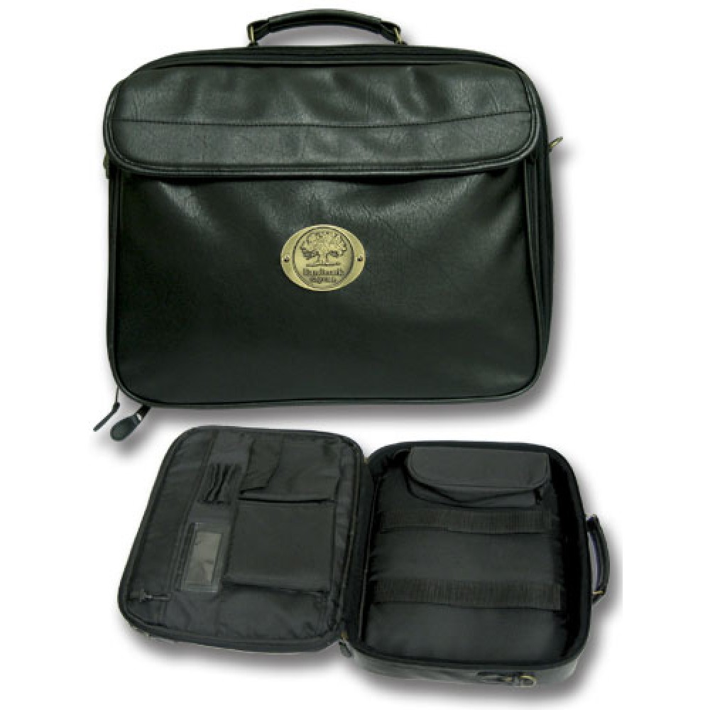 Leatherette Laptop Case W/ Logoed Medallion (Die Struck) Logo Branded Leatherette Laptop Case W/ Logoed Medallion (Die Struck) Logo Branded