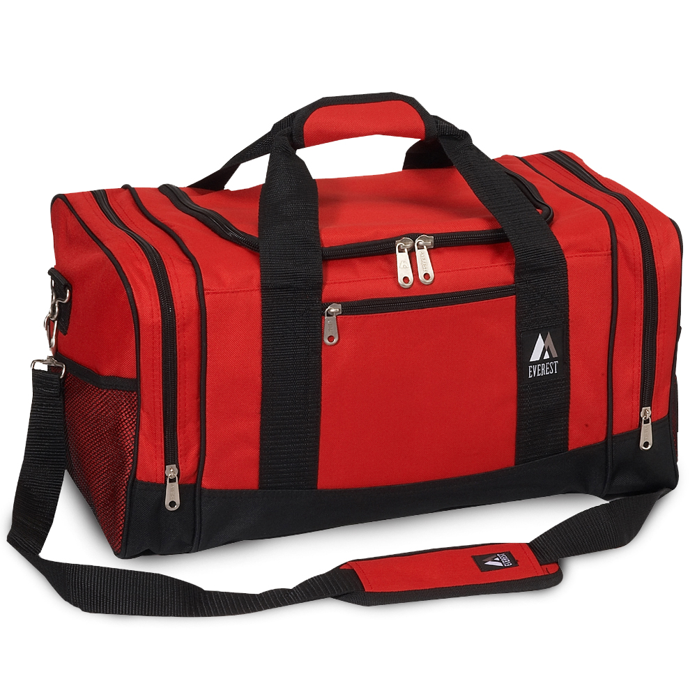 Everest Sporty Duffel Gear Bag, Red with Logo