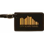 Logo Branded Black/Gold Laserable Leatherette Luggage Tag