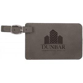 Personalized Gray Laserable Leatherette Luggage Tag