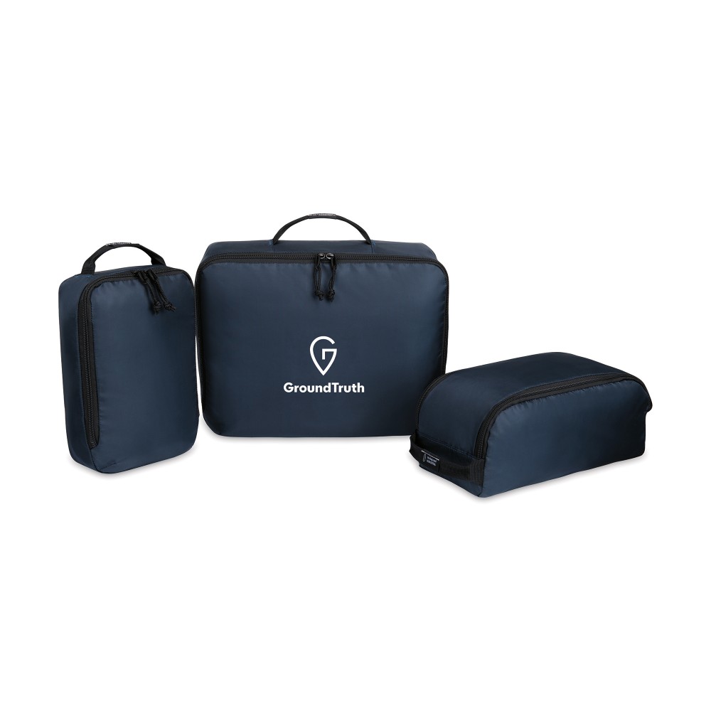 Renew rPET 3 Piece Packing Cube Set - Navy with Logo