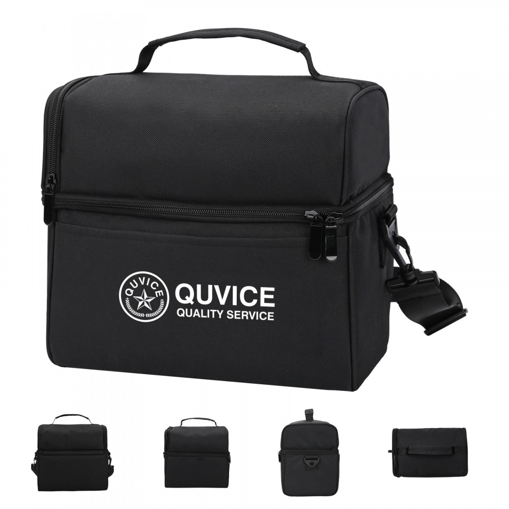 Double-Layer Polyester Crossbody Lunch Bag with Logo