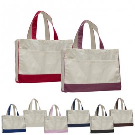 Logo Branded 17" Color Trim Gusset Tote with Interior Zipper Pocket  Logo Branded 17" Color Trim Gusset Tote with Interior Zipper Pocket