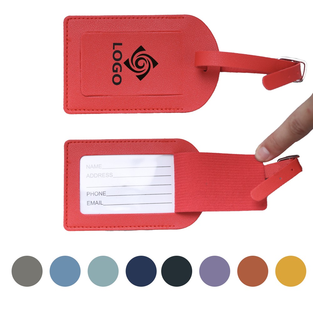 MOQ50 PU Luggage Tag with Privacy Cover with Logo