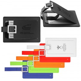 Traveler Bond Leather Luggage Tag - Black with Logo