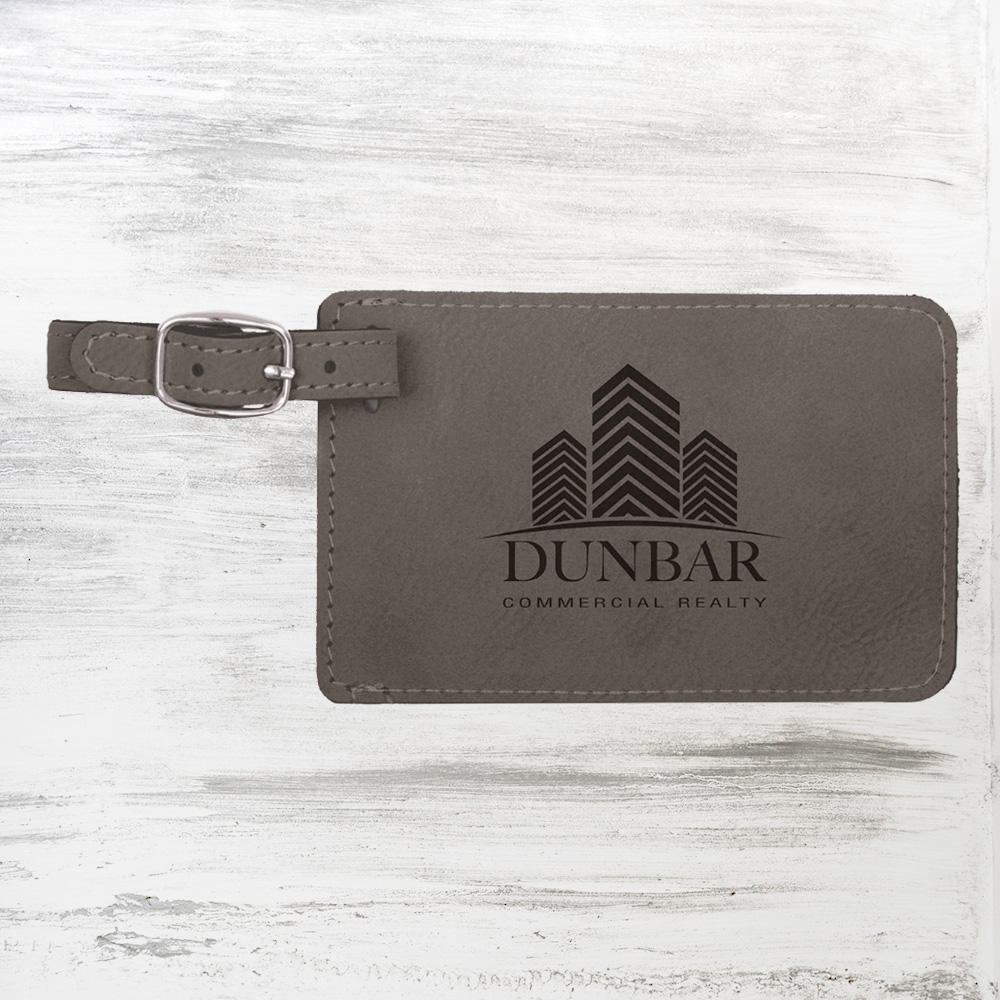 Logo Branded Gray Leatherette Luggage Tag Logo Branded Gray Leatherette Luggage Tag