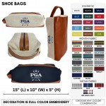 Customized Leather and Woven Cotton Shoe Bag Your Logo Embroidered