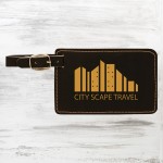 Custom Imprinted Black/Gold Leatherette Luggage Tag
