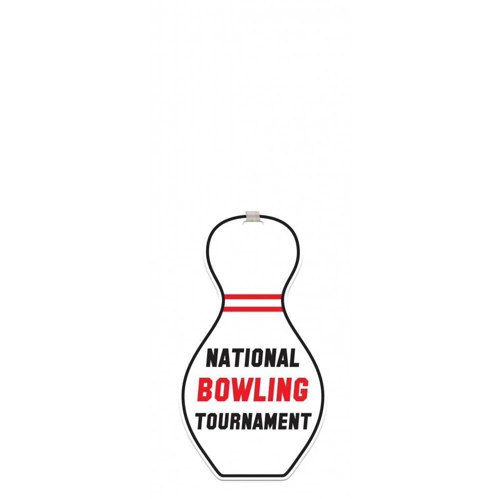 Custom shaped luggage tag - Full Color on White Vinyl with Logo Custom shaped luggage tag - Full Color on White Vinyl with Logo